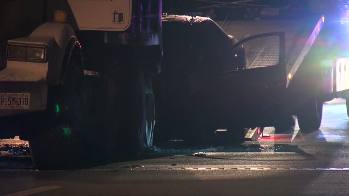 The southbound lanes of the Howard Frankland Bridge were closed briefly this morning after a crash and fire involving a car and dump truck near the hump