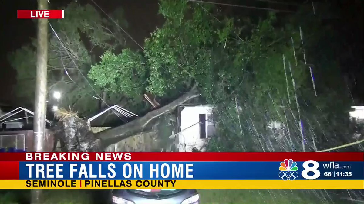 A tree has fallen onto a home in Seminole injuring one person near Oakdale Terrace   