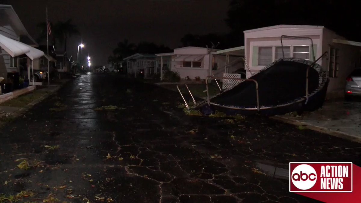 This trampoline was found at the Majestic MHP in Seminole after strong storms blew through last night. a resident who said this trampoline did not come from anywhere in the park. Very minor damage in this community otherwise. 