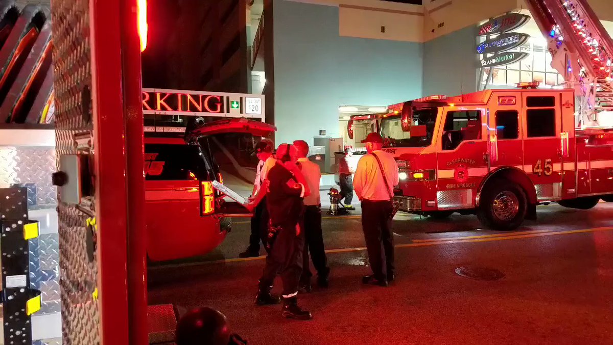 Clearwater Fire and Rescue responded to a 2 alarm fire in a parking garage overnight. Heavy smoke upon arrival. No injuries. Cause under investigation.
