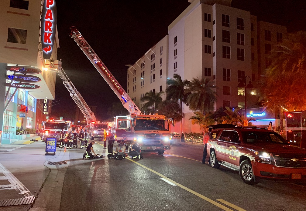 Crews respond to fire in Clearwater Beach parking garage  at 311 Gulfview Blvd. South.