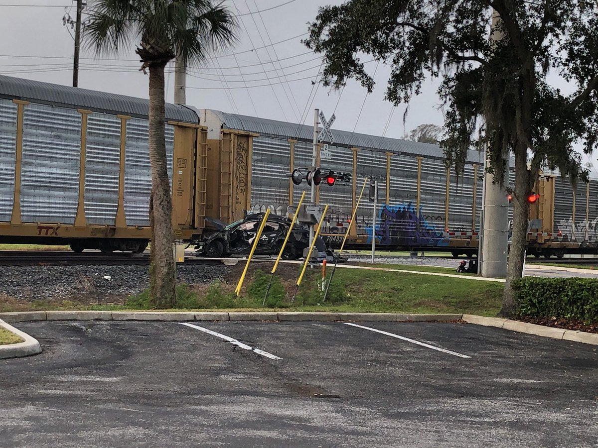 A gruesome picture out here in Kissimmee this morning after a CSX train hit a car. All train routes and Sunrail routes are suspended while police are here investigating