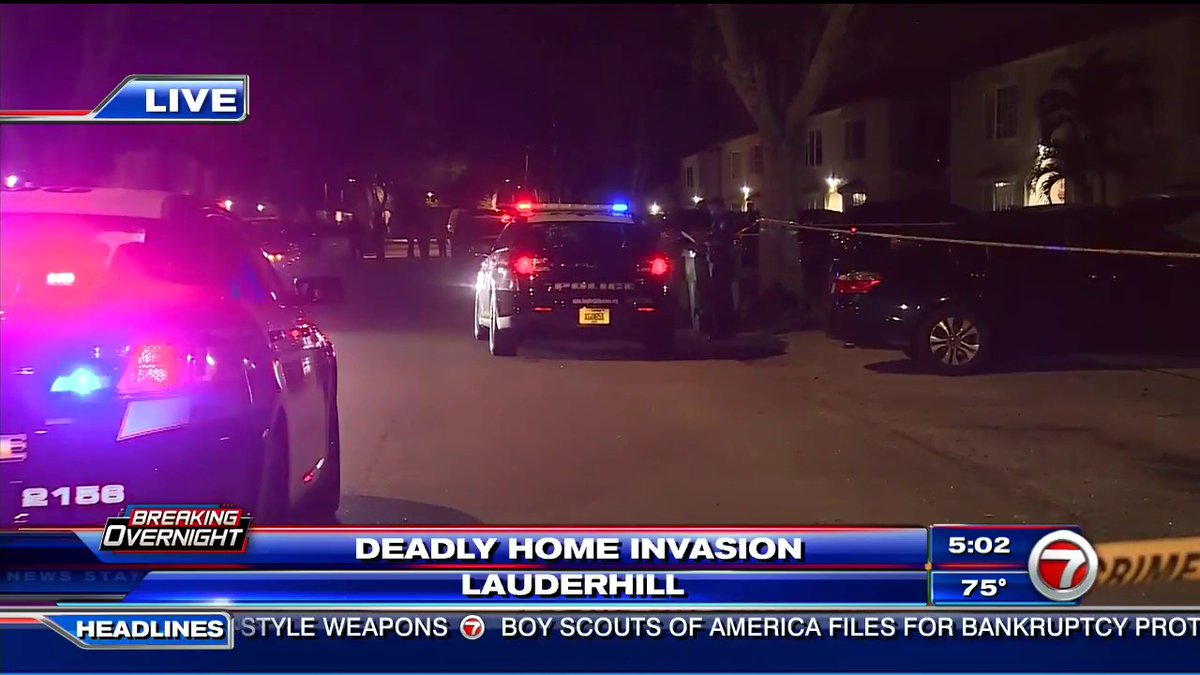 Police are investigating a home invasion at a Lauderhill apartment that left one person dead Northwest 19th Street and 55th Avenue