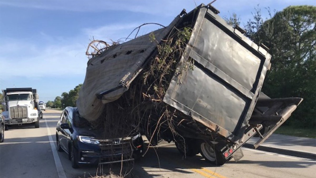 Dumpster crashes onto SUV with child inside in Port St. Lucie onto SW Savona Boulevard at SW Becker Road