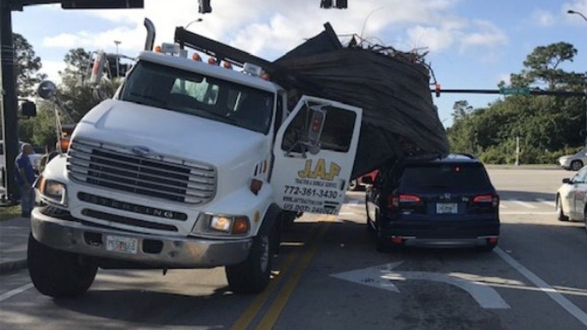 Dumpster crashes onto SUV with child inside in Port St. Lucie onto SW Savona Boulevard at SW Becker Road