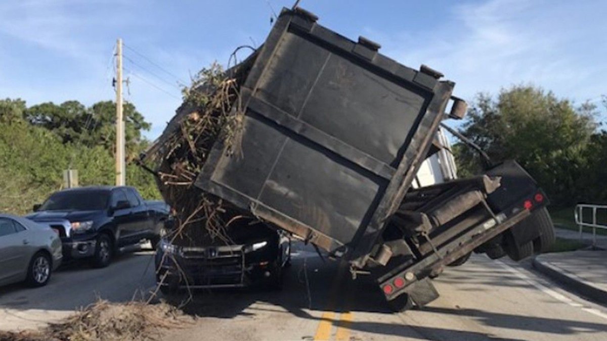 Dumpster crashes onto SUV with child inside in Port St. Lucie onto SW Savona Boulevard at SW Becker Road
