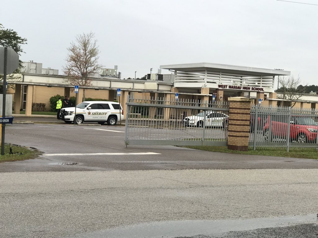 There will be a police presence at West Nassau HS today and students will have their belongings searched after a 15-year-old student was shot in the chest yesterday. The incident happened OFF school property. These measures are out of an abundance of caution