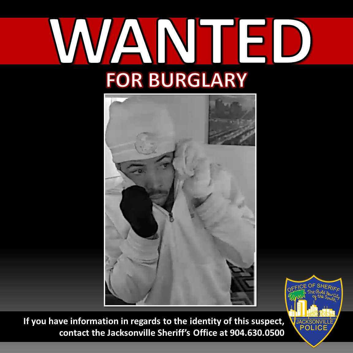 Jax Sheriff's Office:JSO is seeking the identity of this burglary suspect from the area of 1800 West 27th Street.
