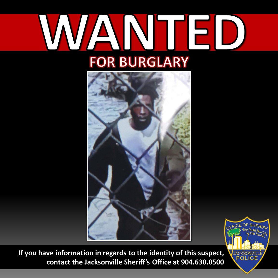Jax Sheriff's Office:JSO is seeking the identity of this burglary suspect from the area of 2500 Caladium Road.