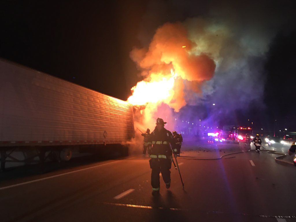 Engines 10 and 101, Tower 10, Rescue 10 District 2 responded at 9pm Wednesday to a fire involving a tractor trailer hauling frozen foods on I-4 westbound near Conroy Rd. No injuries.