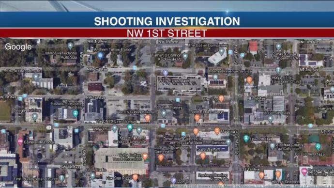 Shooting investigation in Downtown Gainesville   on Northwest 1st Street between West University Avenue and First Avenue. Police say two groups of people got into a fight in a nearby club