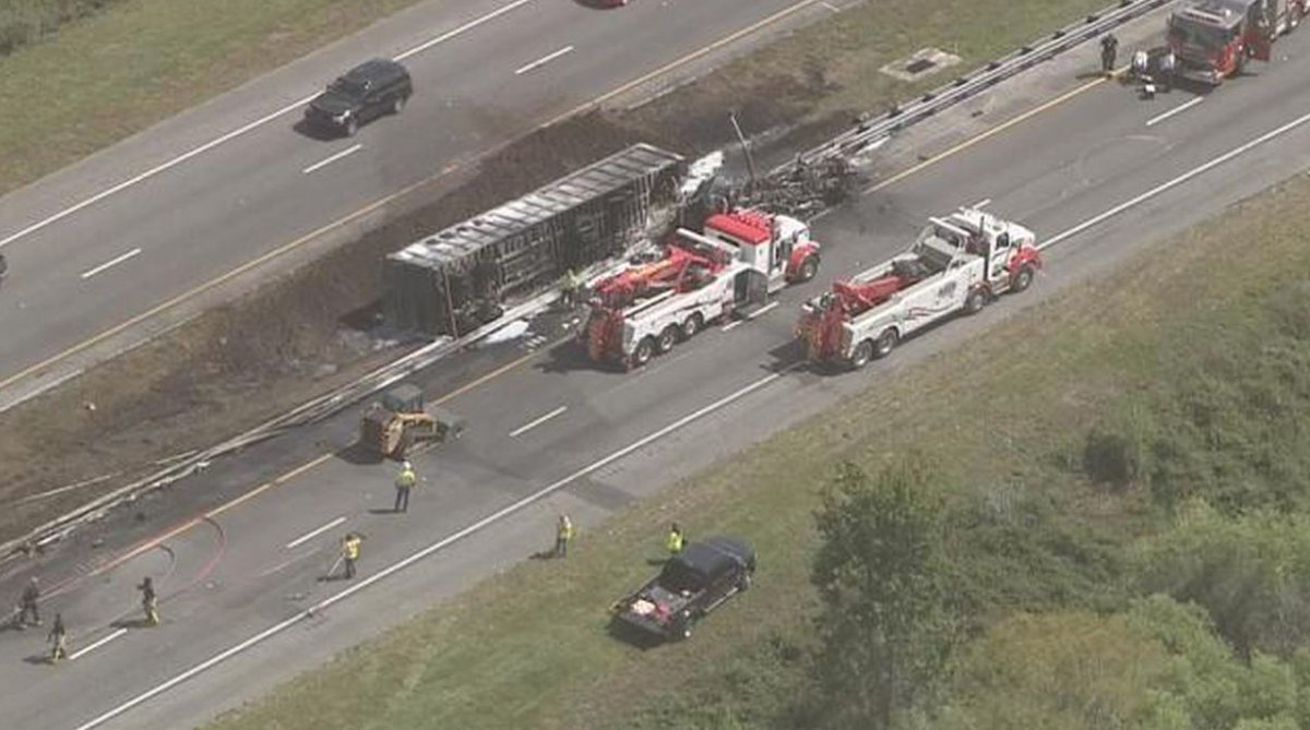 Bad situation on Florida's Turnpike south of  U.S. 192. Shutdown due to a flipped semi-truck. 