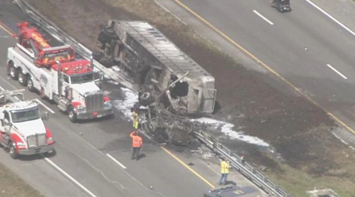 Bad situation on Florida's Turnpike south of  U.S. 192. Shutdown due to a flipped semi-truck. 