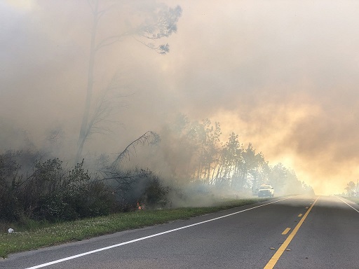 Florida Forestry Service-Chipola Wildland Firefighters are on scene of a large wildfire on Hwy 20, 1 mile west of Hwy 231 and north of Hwy 20. According to a Facebook post from Bay Co. Florida Emergency Services, the fire is approximately 90 acres and 80% contained. Stay tuned