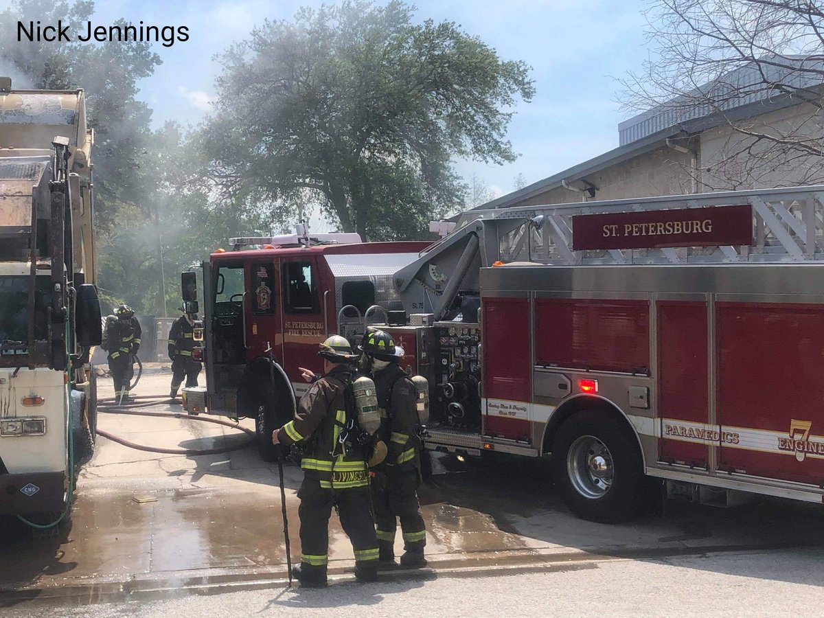 St. Petersburg: Garbage truck and contents on fire at 49 Avenue N and 4th Street N