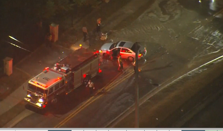 CRASH blocking westbound Texas Ave, just beyond Rio Grande Ave. 
