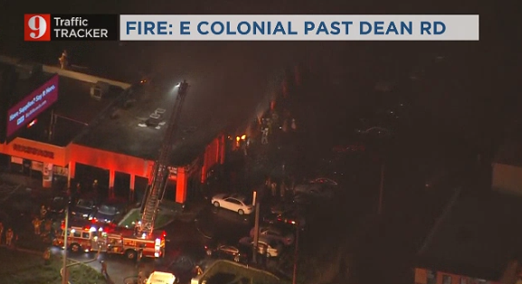 Fire crews battling flames off Colonial near Dean Rd. WB Colonial SHUT DOWN