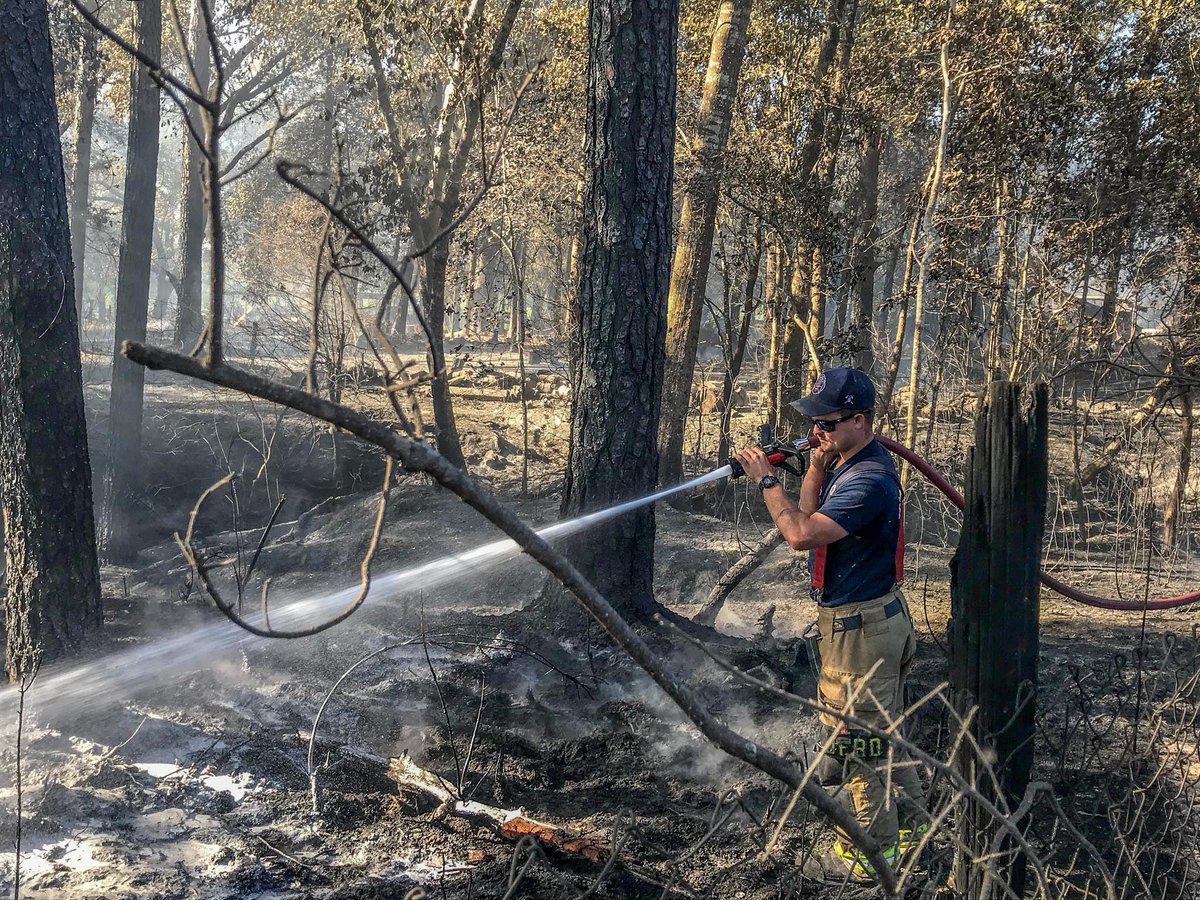 Crew member doing some mop in Milton, FL where 2,500 acres are burning and are at 20% containment, local resources are taxed and we are there to help our brothers and sisters.