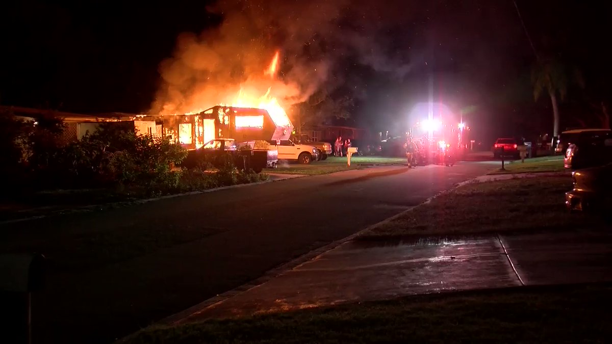 Seminole Fire Rescue responded to camper fully involved in the area of 114th Terrace N. Firefighters arrived on scene to 28 Foot camper parked in the driveway engulfed in flames.
