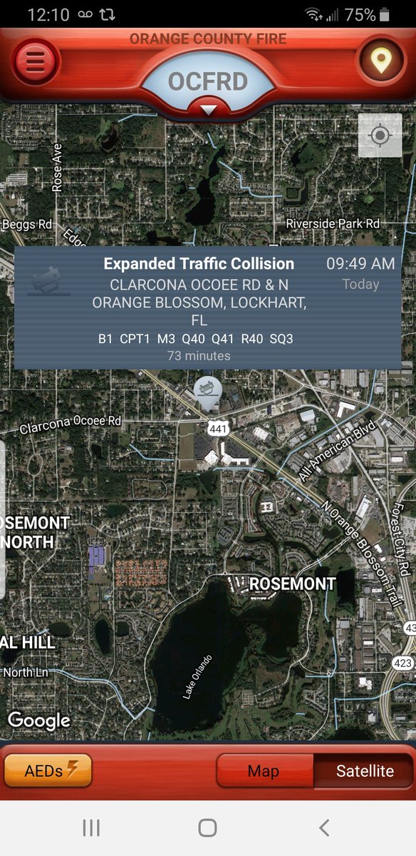Traffic Crash 9:49 a.m. Clarcona-Ocoee Road/North Orange Blossom Trail: tractor-trailer hauling a load of lumber overturned; firefighters freed the driver who was pinned in the cab. He was transported to @orlandohealth Regional Medical Center with serious injuries.