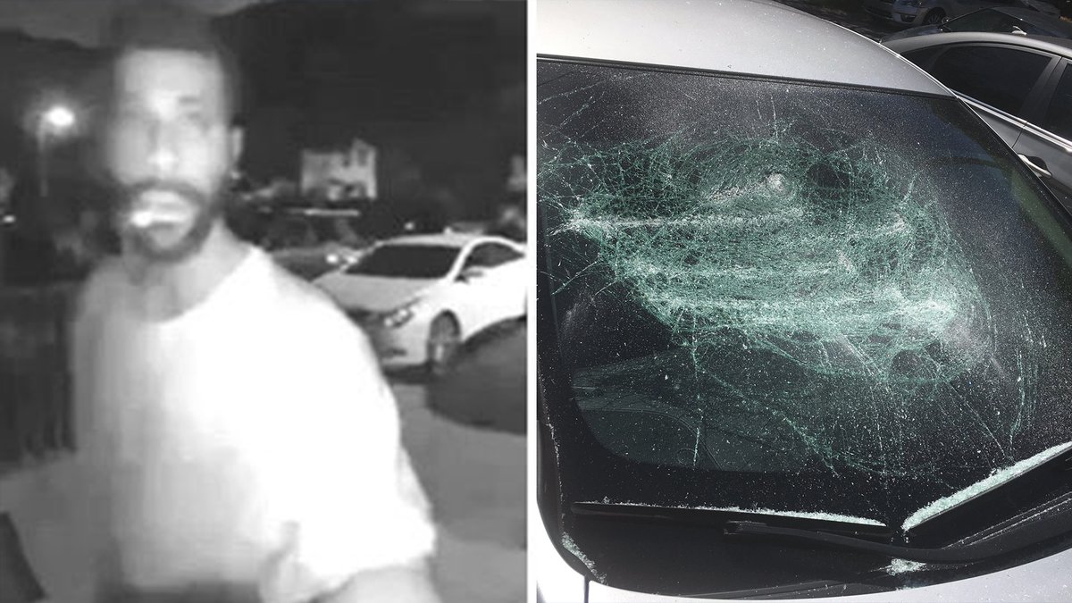 Police searching for man who damaged woman's car overnight in Clearwater.  He used a pipe or baseball bat to damage a woman's car on Brigadoon Drive recently. He rang her doorbell in the middle of the night and when she didn't answer, he took aim at her Nissan Altima