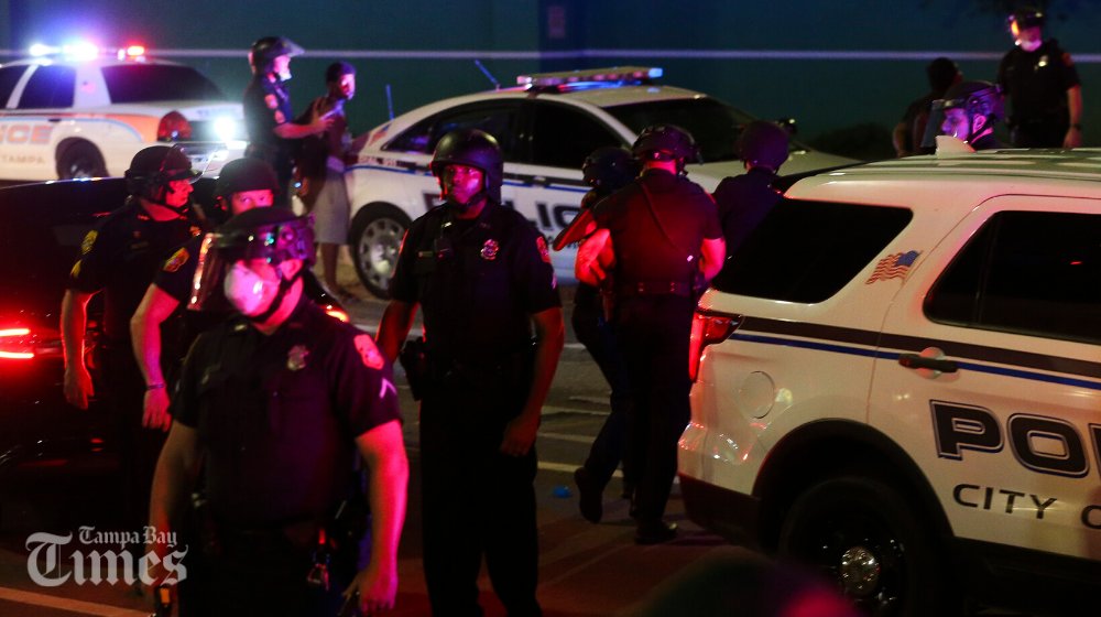 This is the scene on Busch Boulevard in Tampa as protests escalated through the night. Photos from Times photographer @DirkShadd