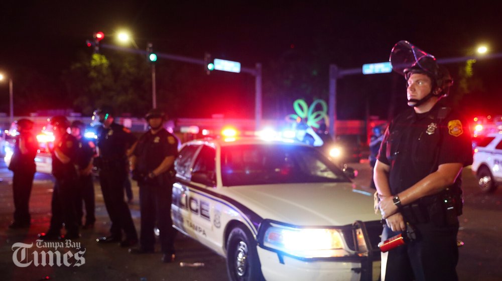 This is the scene on Busch Boulevard in Tampa as protests escalated through the night. Photos from Times photographer @DirkShadd
