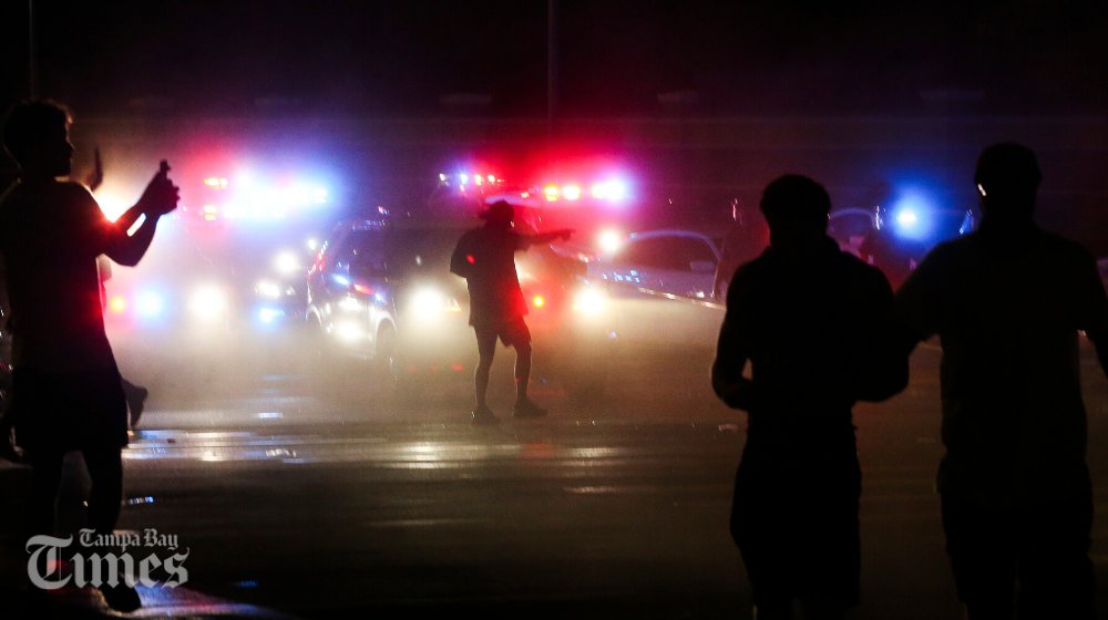 This is the scene on Busch Boulevard in Tampa as protests escalated through the night. Photos from Times photographer @DirkShadd