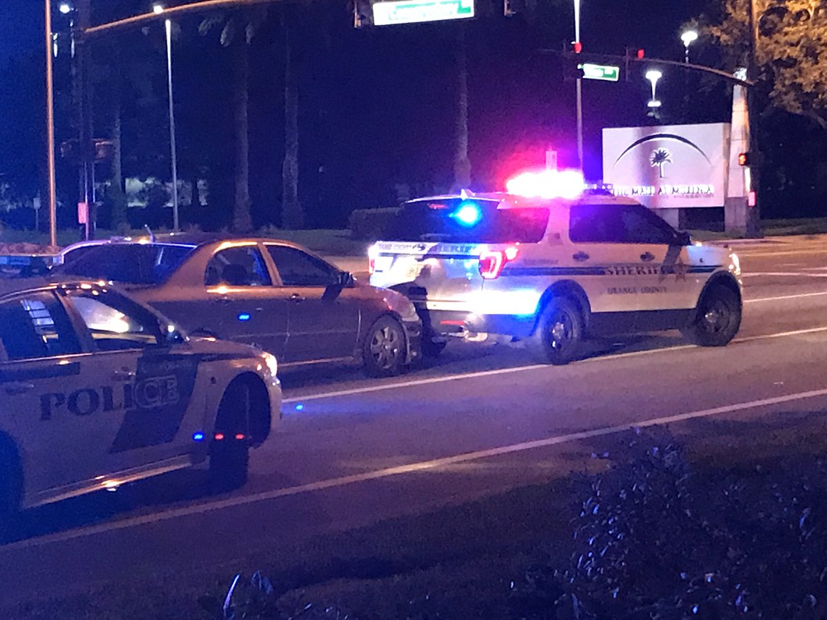 Scene with a heavy law enforcement presence, near the Millenia Mall