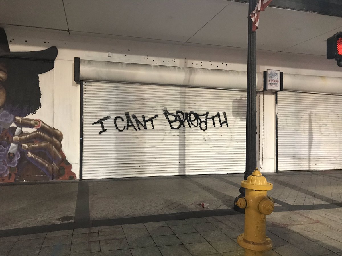 Some of what's left after yesterday's protest in Downtown Miami turned violent. Charred police cars, smashed glass, and graffiti. Still, a much calmer scene this morning than the images we saw last night. 