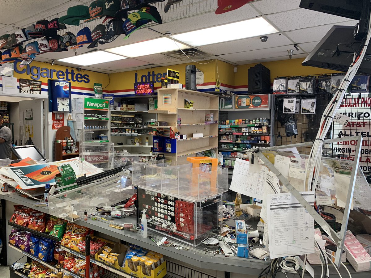 Marathon gas station on Fowler Ave & 22nd badly damaged and looted. 