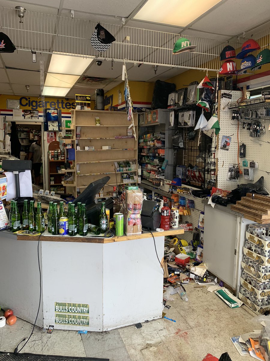 Marathon gas station on Fowler Ave & 22nd badly damaged and looted. 