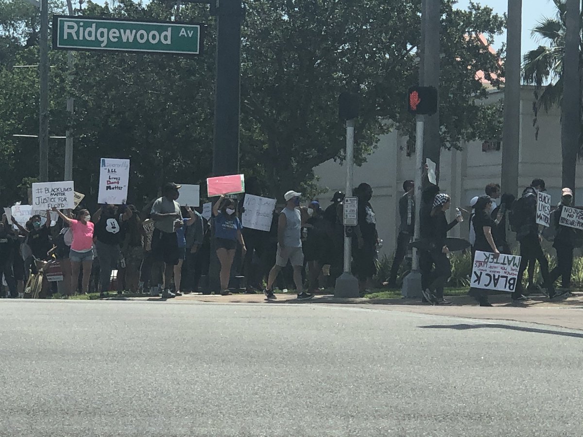 Peaceful demonstration happening on International Speedway Blvd in Daytona Beach