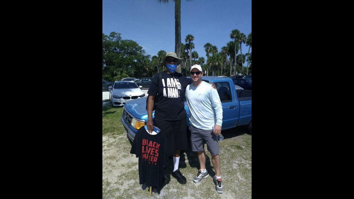 Cityportorange council member Chase Tramont took today while at the protest at the Dunlawton Bridge. He estimates more than 500 people were there. There's another demonstration near ISB and .@CityDaytona city hall. Both have been peaceful