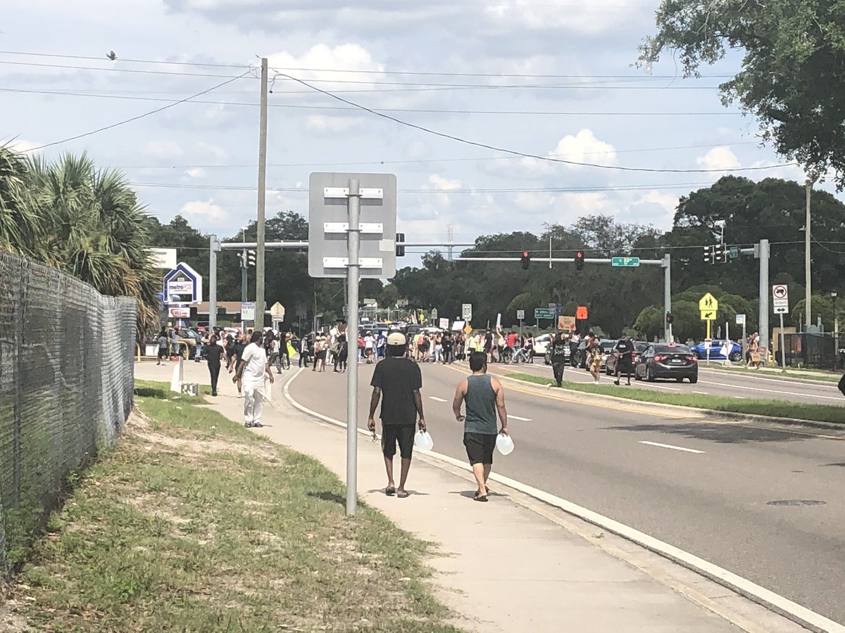 Protestors are   attempting to shut down MLK Jr. Blvd. and 22nd street. Florida Highway Patrol is responding