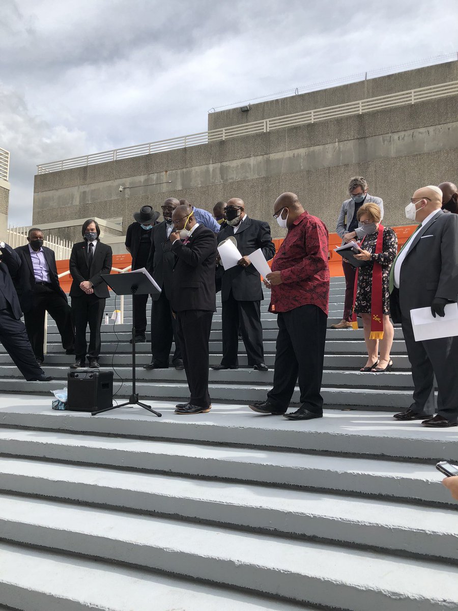 Faith leaders are speaking downtown at the steps of the JSO HQ. One speaker feels that the sheriff and the mayor took too long on putting out a statement on the death of George Floyd, and the two were too focused on bringing the RNC here