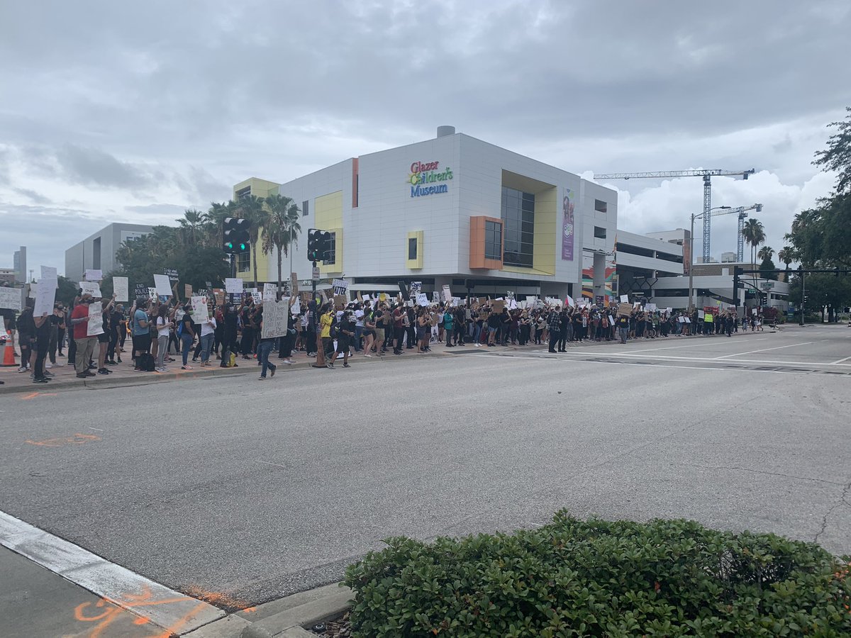 Hundreds are gathered downtown for a protest this afternoon
