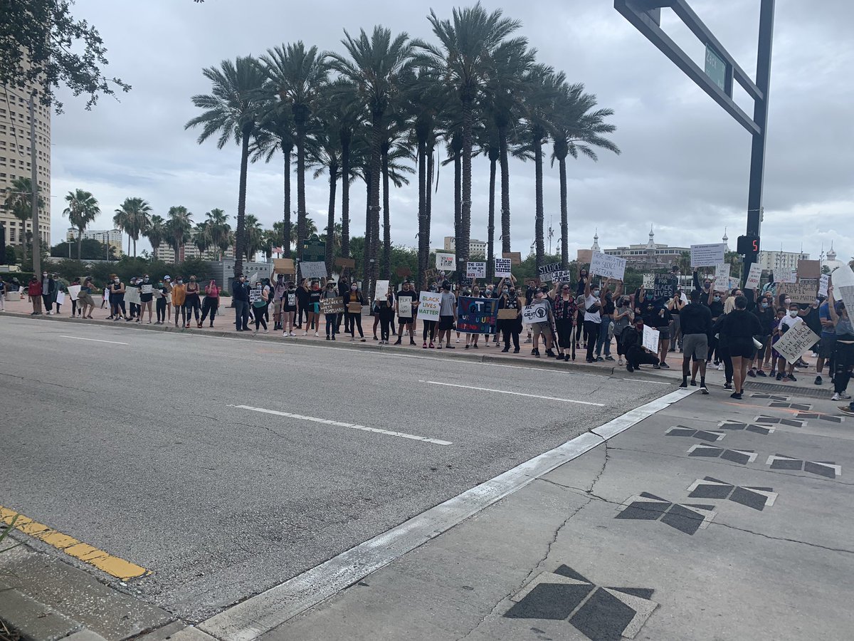 Hundreds are gathered downtown for a protest this afternoon