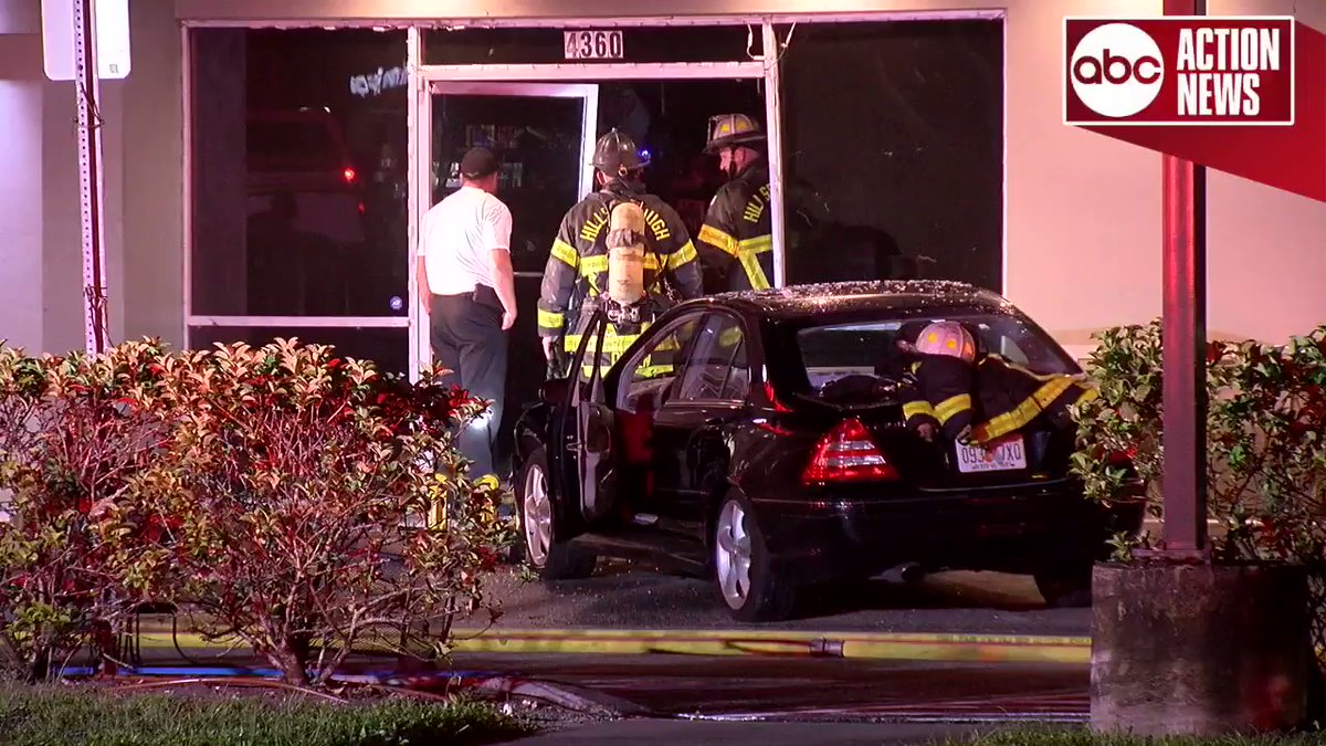 Hillsborough County deputies and firefighters responded to a report of a fire at a smoke shop on Lithia-Pinecrest Road in Valrico. When they arrived they also found a car that had crashed into the front door. No word on where the driver was. 