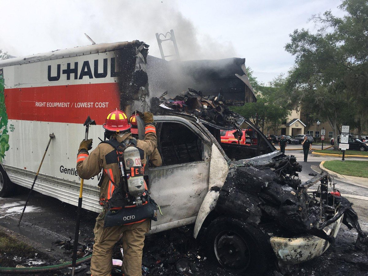 TruckFire on Blanchard Park Trail. Crews arrived on scene to find a large storage truck 50% involved. Multiple apparatus on scene. No exposures, no injuries reported