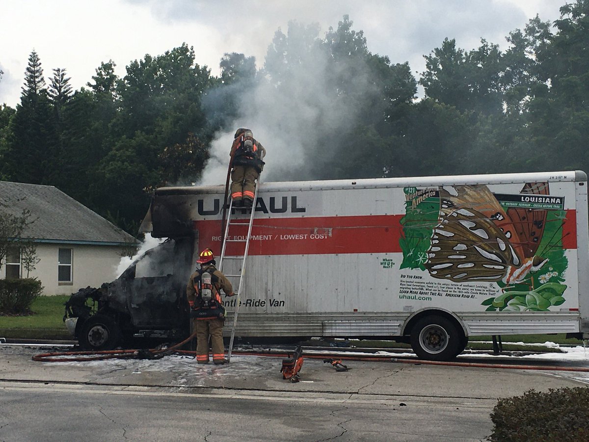 TruckFire on Blanchard Park Trail. Crews arrived on scene to find a large storage truck 50% involved. Multiple apparatus on scene. No exposures, no injuries reported