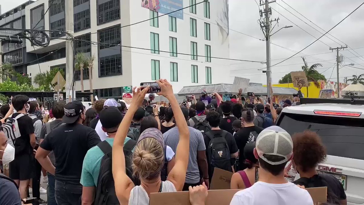 Biggest Miami crowd so far this week getting ready to march from Wynwood. @wsvn