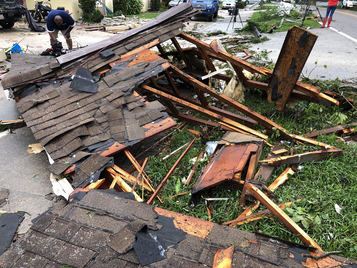 Massive storm damage in Fern Creek area SE of downtown Orlando. No serious injuries. 8 homes damaged. 