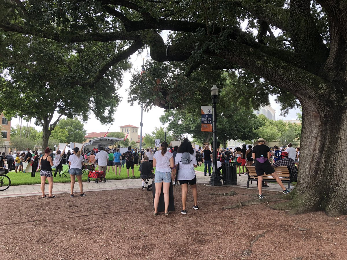 Lakeland protesters marched to Munn Park. Speakers and singers have taken to the stage to sing and preach words of hope, faith, and change. Munn Park used to have a confederate statue that was moved in 2019 Protests @10TampaBay