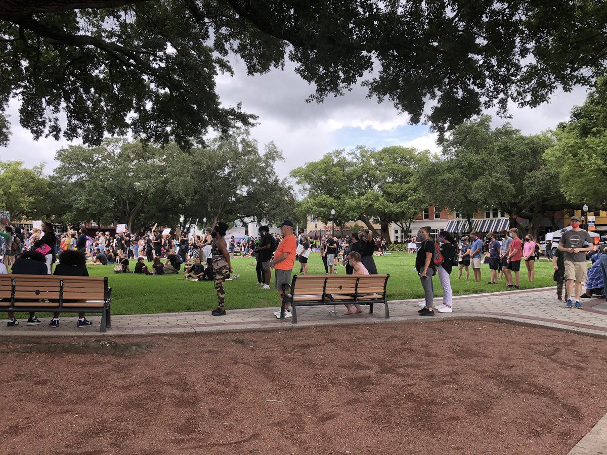 Lakeland protesters marched to Munn Park. Speakers and singers have taken to the stage to sing and preach words of hope, faith, and change. Munn Park used to have a confederate statue that was moved in 2019 Protests @10TampaBay