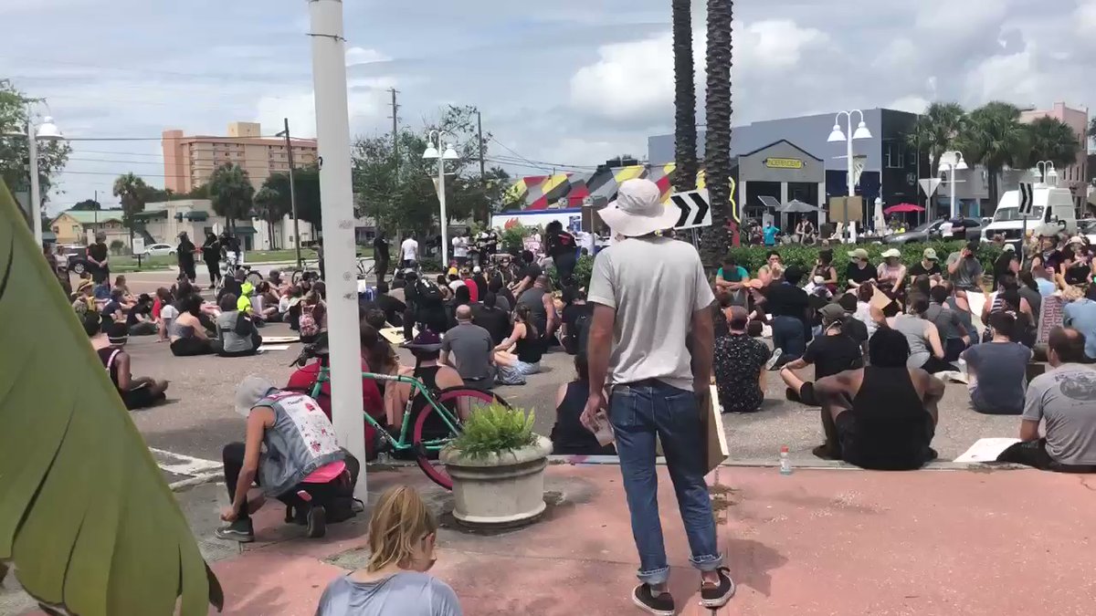 Several hundred people gathered in downtown St. Pete to protest against police brutality. Protesters blocked traffic before marching 