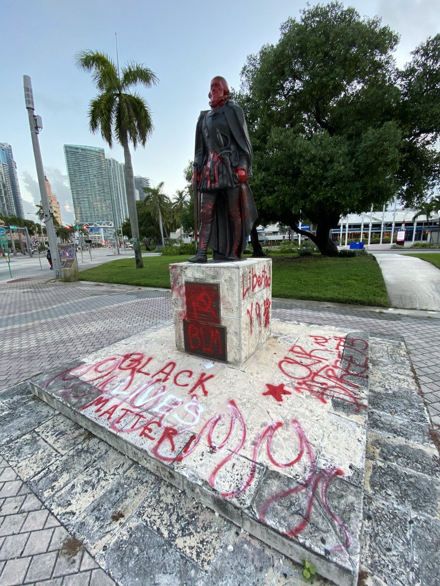 Juan Ponce de Leon and Christopher Columbus statue vandalized.