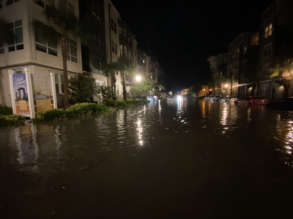 Flooding in the South Tampa neighborhood tonight. About two feet of water. People cannot get home. Cars stranded in the street.