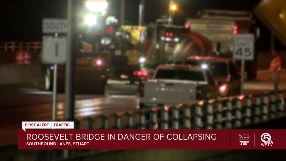 The southbound Roosevelt bridge in Stuart is in danger of collapsing according to the @USCG. 