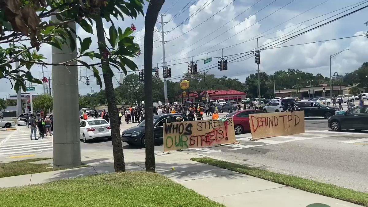 Protestors still in the intersection